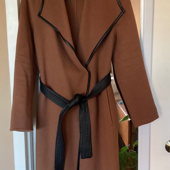 Brown  Wool Blend Belted Wrap Coat - Picture 1 of 6